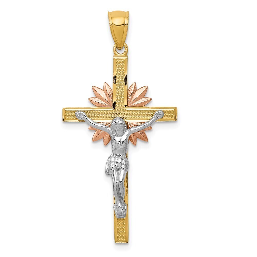 Kazi Luxury 14k Tri-color Crucifix Pendant
